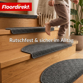 Stufenmatte | Monaco | Rutschhemmende Treppenmatte aus Polypropylen, robust, schalldämmend & pflegeleicht in halbrunder Form